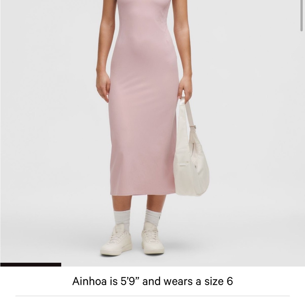 Lululemon All Aligned Ribbed Midi Dress size 10 pink haze